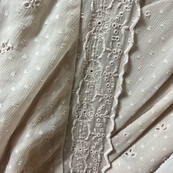 Express Romantic Pink Puff Eyelet Long Sleeve Cottagecore Bodysuit Top Small Y2K - Picture 8 of 12